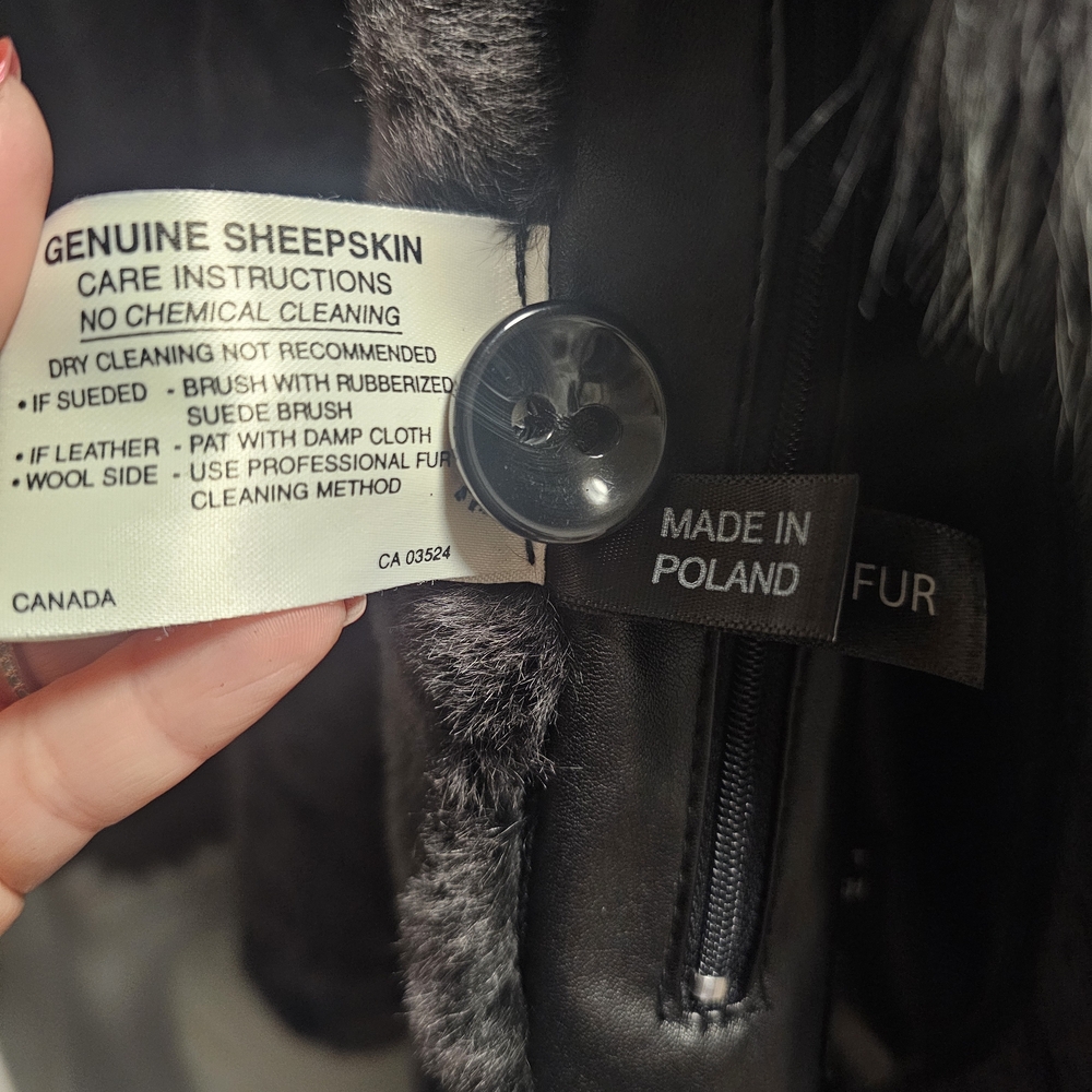Hide Society Black Suede And Gray Fur Coat - Picture 3 of 9